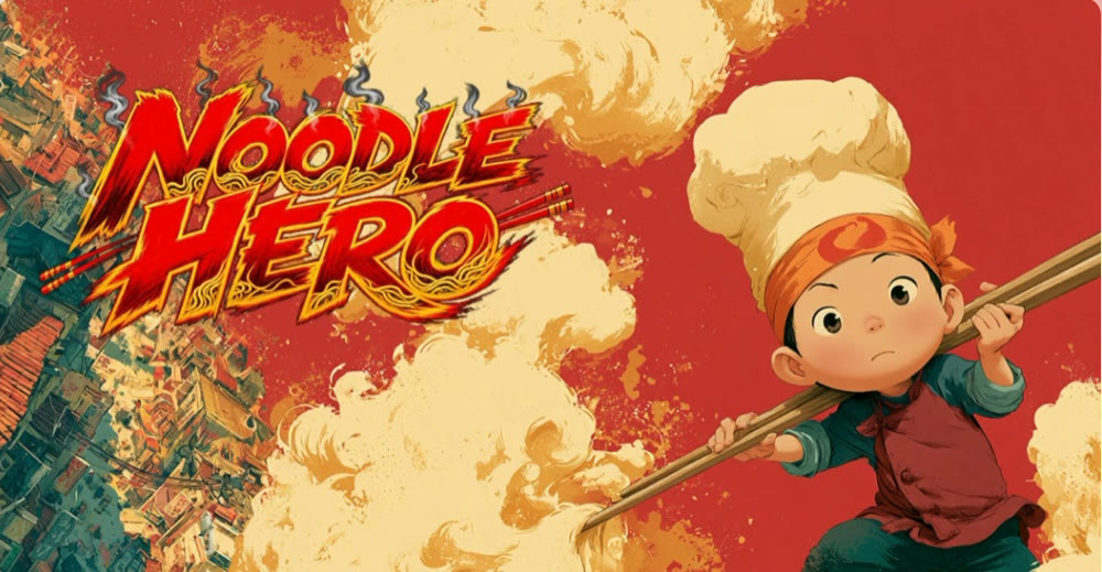 Noodle Hero: a young adventurer in a golden, animated world